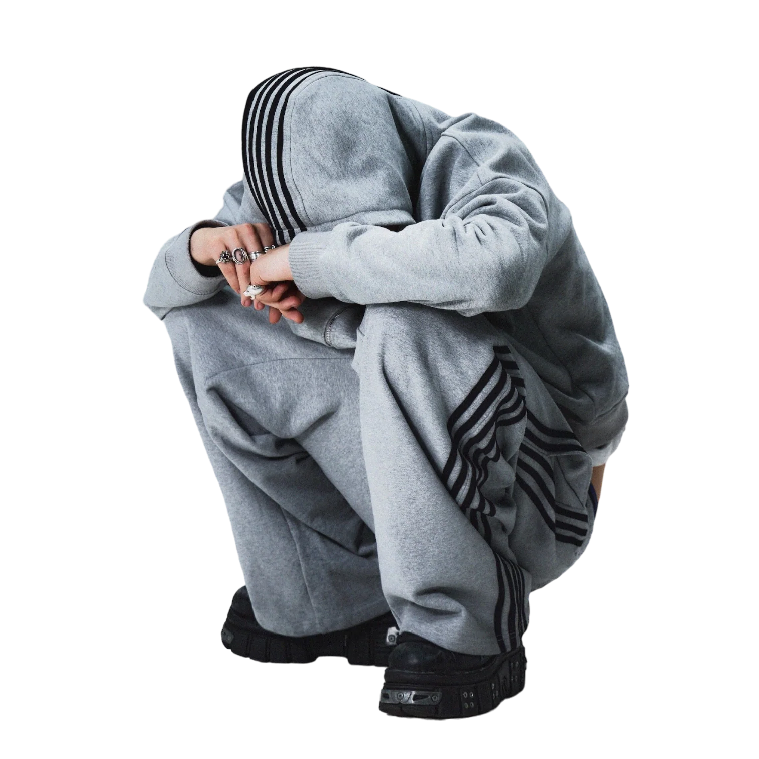 SPIKE HOODIE (GREY/BLACK) - Image 5