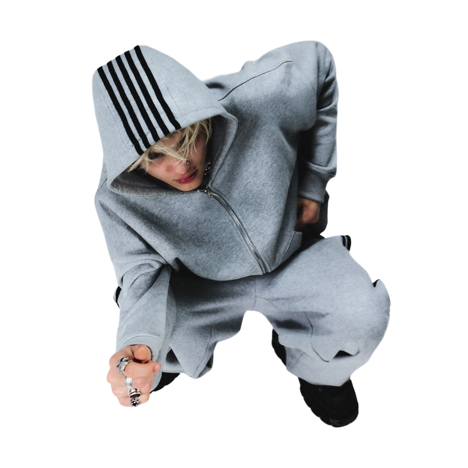 SPIKE HOODIE (GREY/BLACK) - Image 6