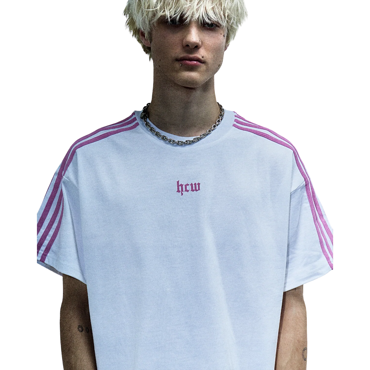 TRACK TEE (WHITE/PINK) - Image 4